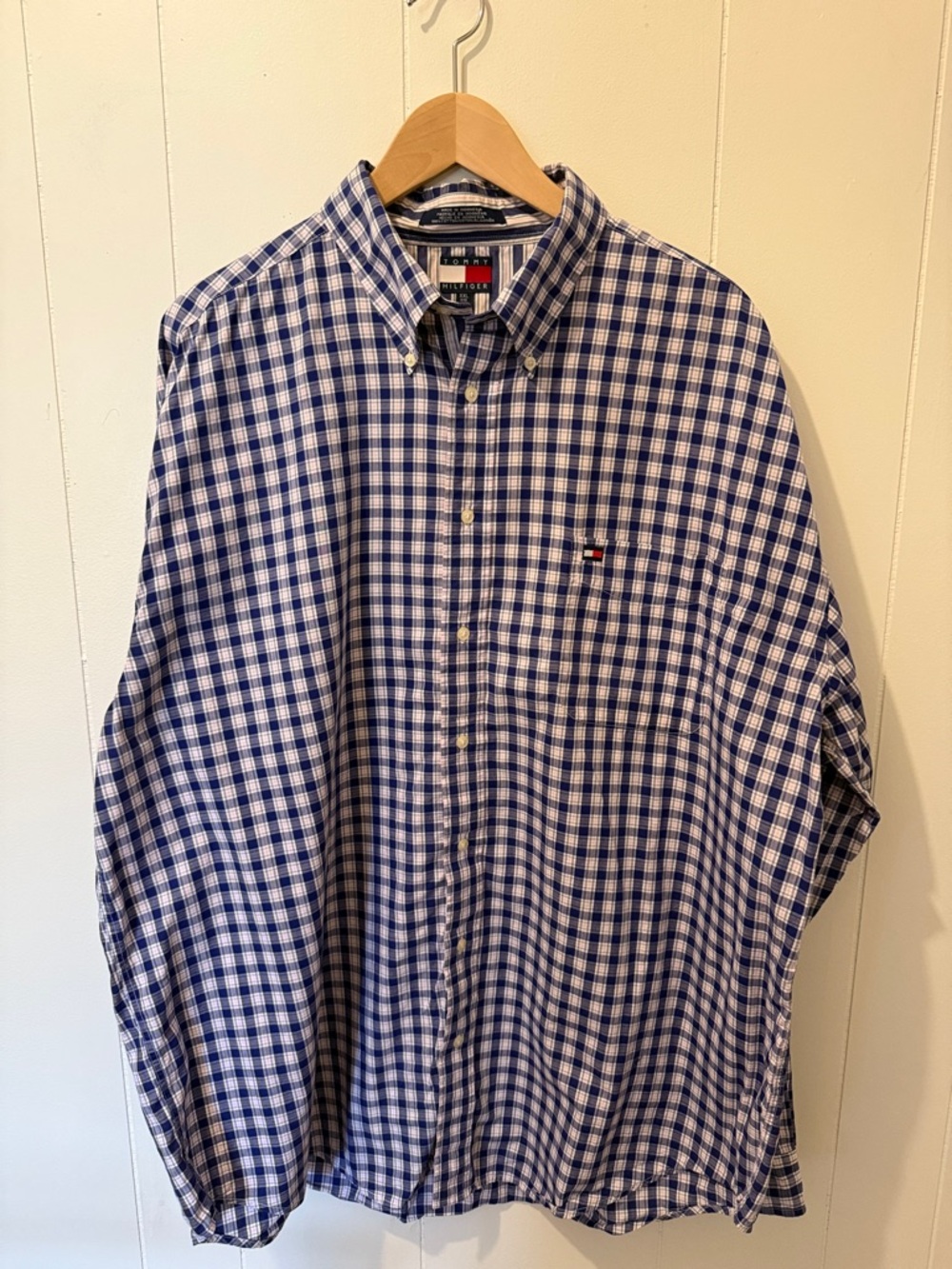 Tommy Hilfiger Blue and White Check Button-Down Shirt